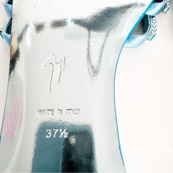 Giuseppe ZanottiIride crystal-embellished slides in metallic blue size 37.5 - Picture 7 of 7